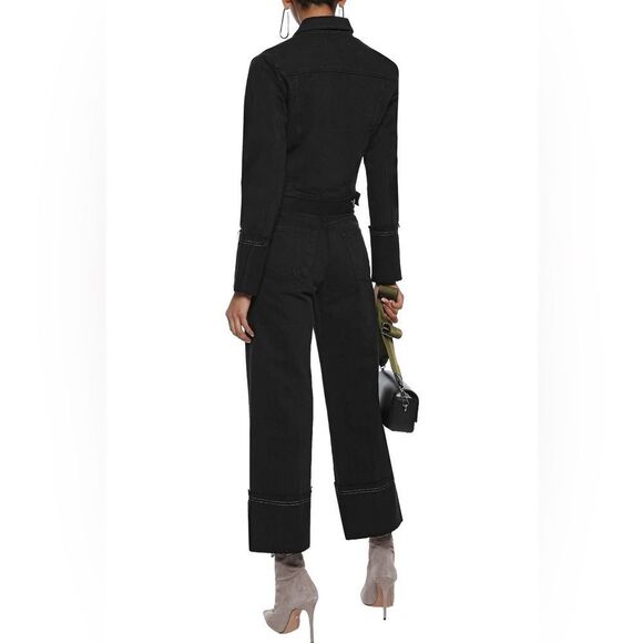 J BRAND Women's Joan cropped high-rise wide-leg jeans in Black Size 29 - Picture 2 of 8